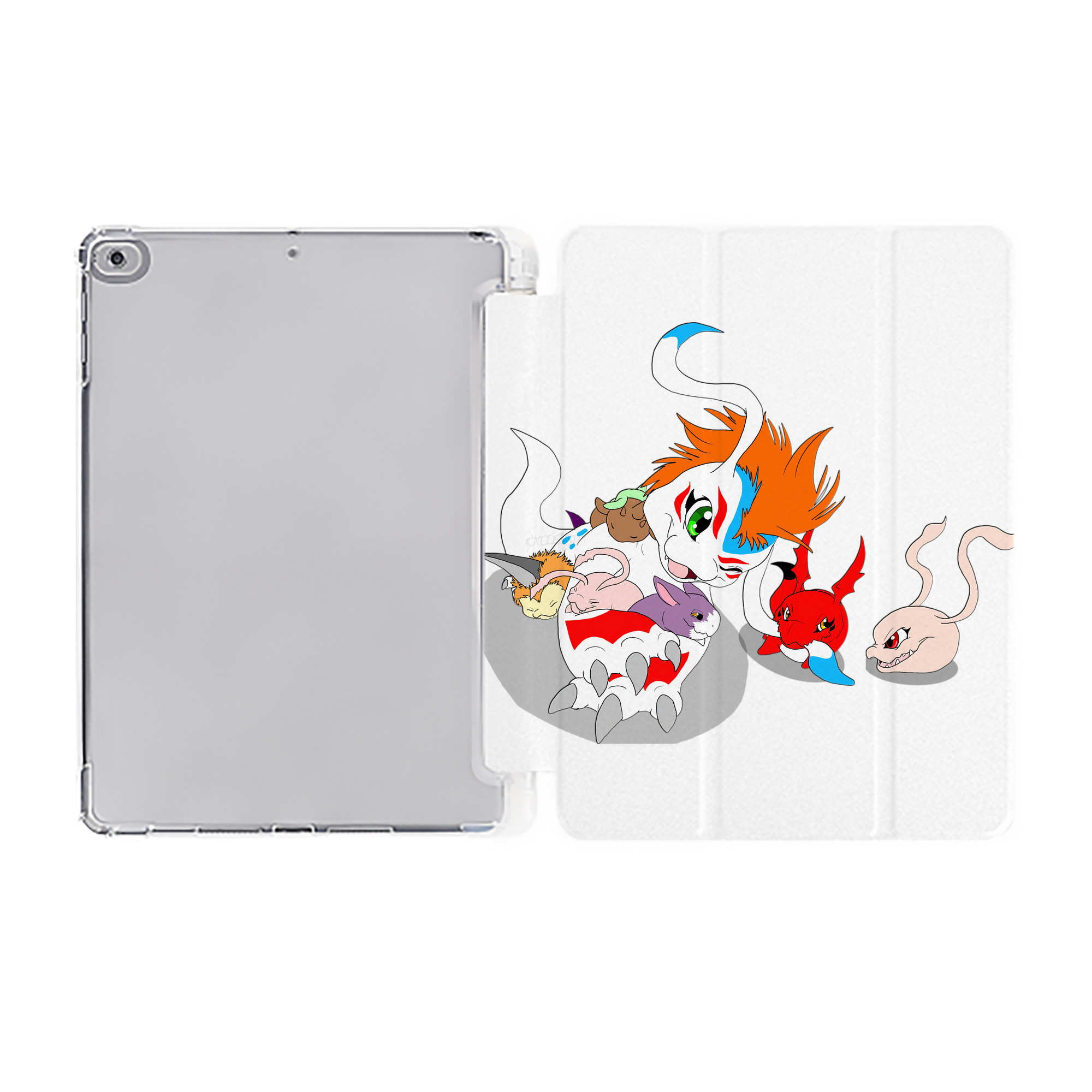 （画像用） Digimon デジタルモンスター/デジモン IPad ケース ペン収納付き 三つ折りスタンド PUレザー×シリコン 対応機種9.5/10.5/10.9インチ